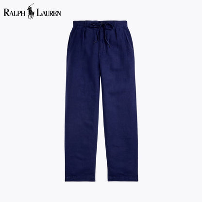 RL Lateef Relaxed Fit Pleated Linen Pant